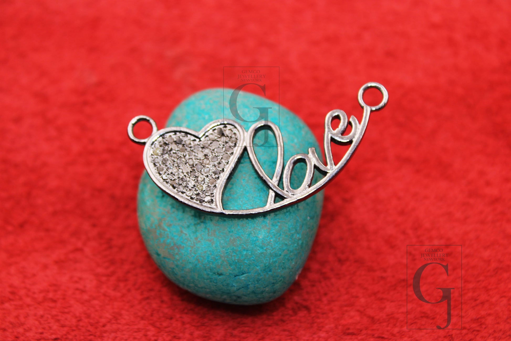 Fashionable love heart designer pendant Rosecut pave diamond pendant 925 sterling silver handmade finish diamond jewelry necklace pendant