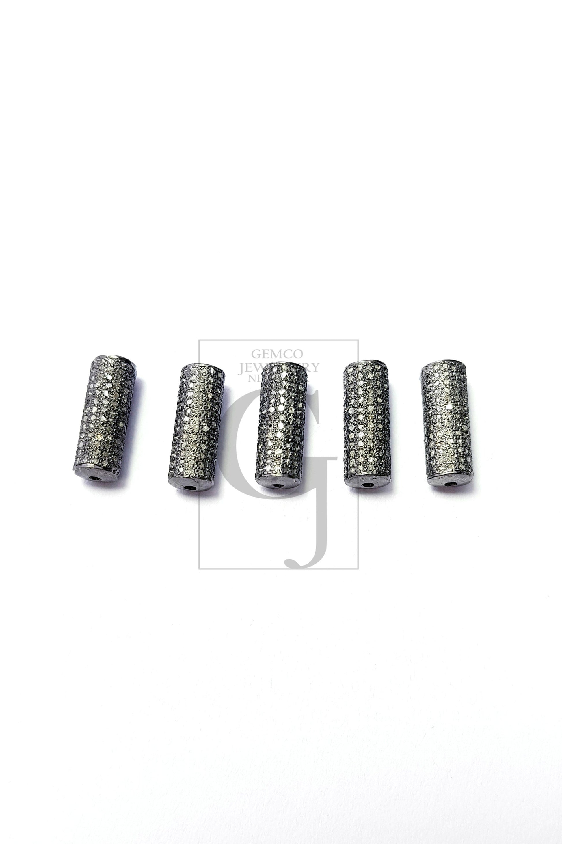 5 Pcs Latest Designer Rosecut Pave Diamond Bead 925 Sterling Silver Handmade Silver Finish Diamond Beads Jewelry Making Supplies Spacers