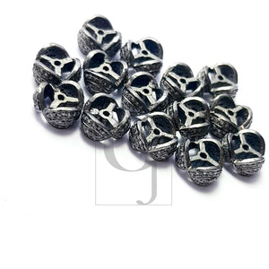 Latest Designer Rosecut Pave Diamond Bead Rondells 925 Sterling Silver Handmade Silver Finish Diamond Bead Rondelles