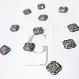 Pave Rosecut Diamond 925 Sterling Silver Handmade Pave Diamond Bead / Spacers Square Shaped Design