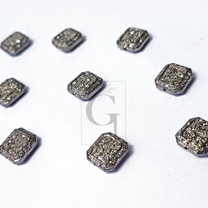 Pave Rosecut Diamond 925 Sterling Silver Handmade Pave Diamond Bead / Spacers Square Shaped Design