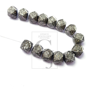 Beautiful Designer Rosecut Pave Diamond Bead 925 Sterling Silver Handmade Silver Finish Diamond Bead