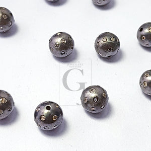 Pave Rosecut Diamond 925 Sterling Silver Handmade Pave Diamond Bead / Spacers Ball Design 6mm