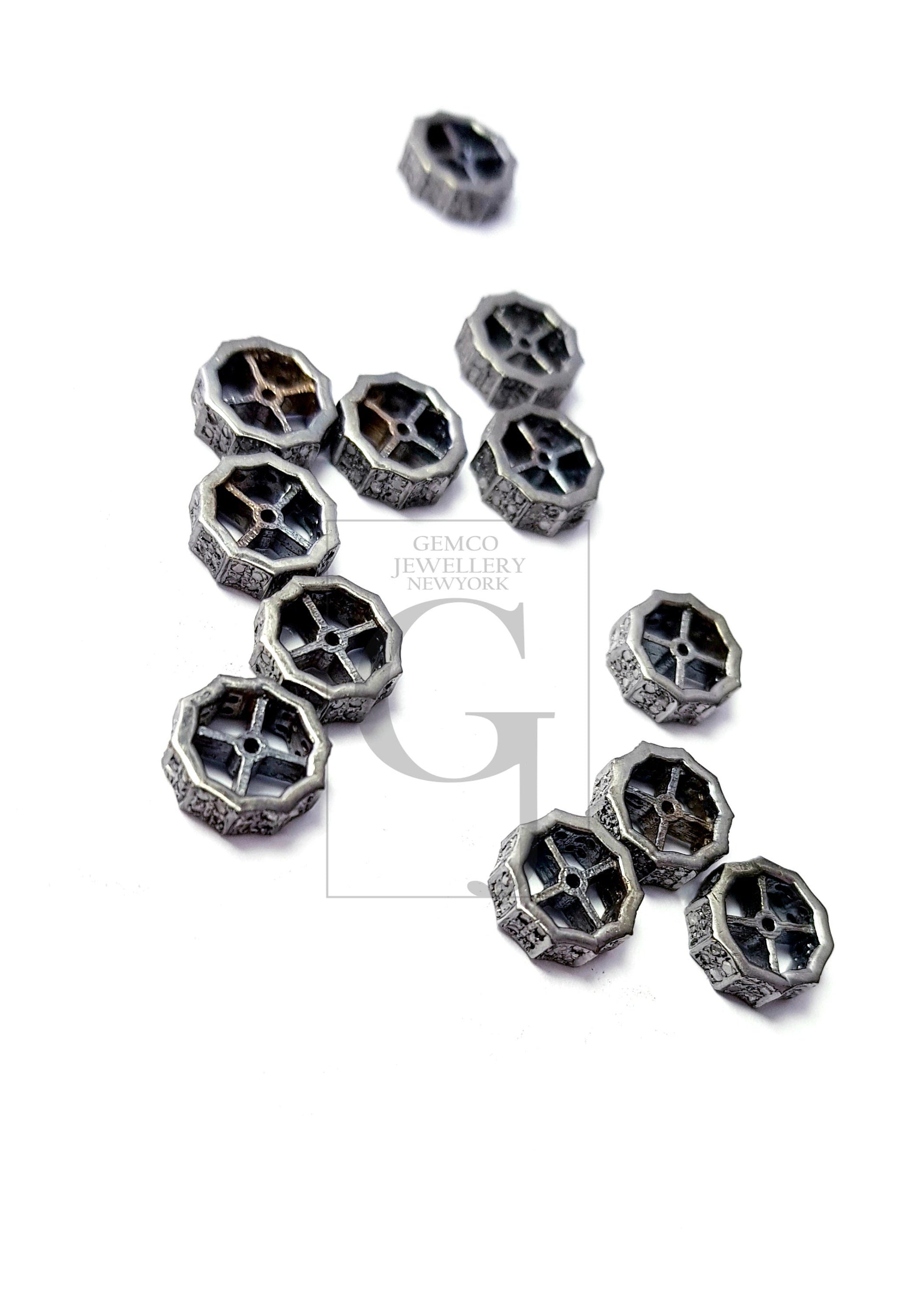 Latest Designer Rosecut Pave Diamond Bead 925 Sterling Silver Handmade Silver Finish Diamond Bead