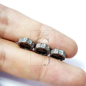 Latest Designer Rosecut Pave Diamond Bead 925 Sterling Silver Handmade Silver Finish Diamond Bead