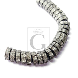 Latest Designer Rosecut Pave Diamond Bead 925 Sterling Silver Handmade Silver Finish Diamond Bead