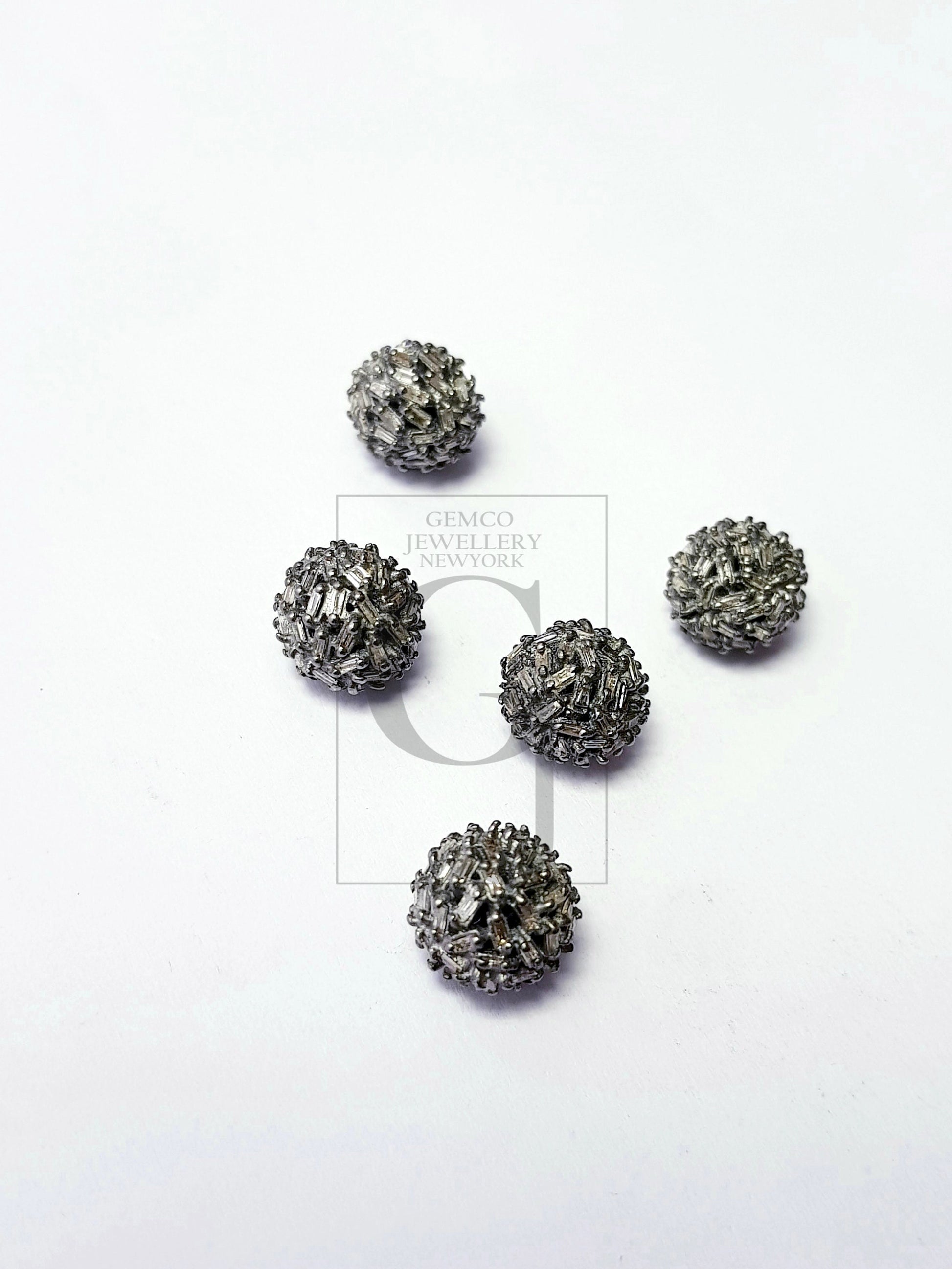 Very beautiful Rosecut pave diamond bead 925 sterling silver handmade silver finish ball design diamond bead