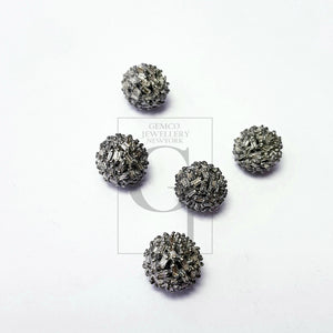 Very beautiful Rosecut pave diamond bead 925 sterling silver handmade silver finish ball design diamond bead