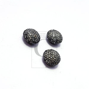 Rosecut pave diamond bead 925 sterling silver handmade silver finish beautiful diamond bead