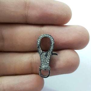 Latest Design Rosecut Pave Diamond Lobster Design Clasp 925 Sterling Silver Handmade Finish Diamond Clasp 23mm Size With Matching Jump Ring