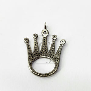 King pin Pave diamond rosecut pendant 925 sterling silver pendant handmade diamond pendant crown design pave diamond pendant