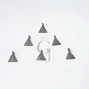 Beautiful triangle design pendant charm pendent Pave rosecut pave diamond 925 sterling silver handmade geomatrical triangle pendent
