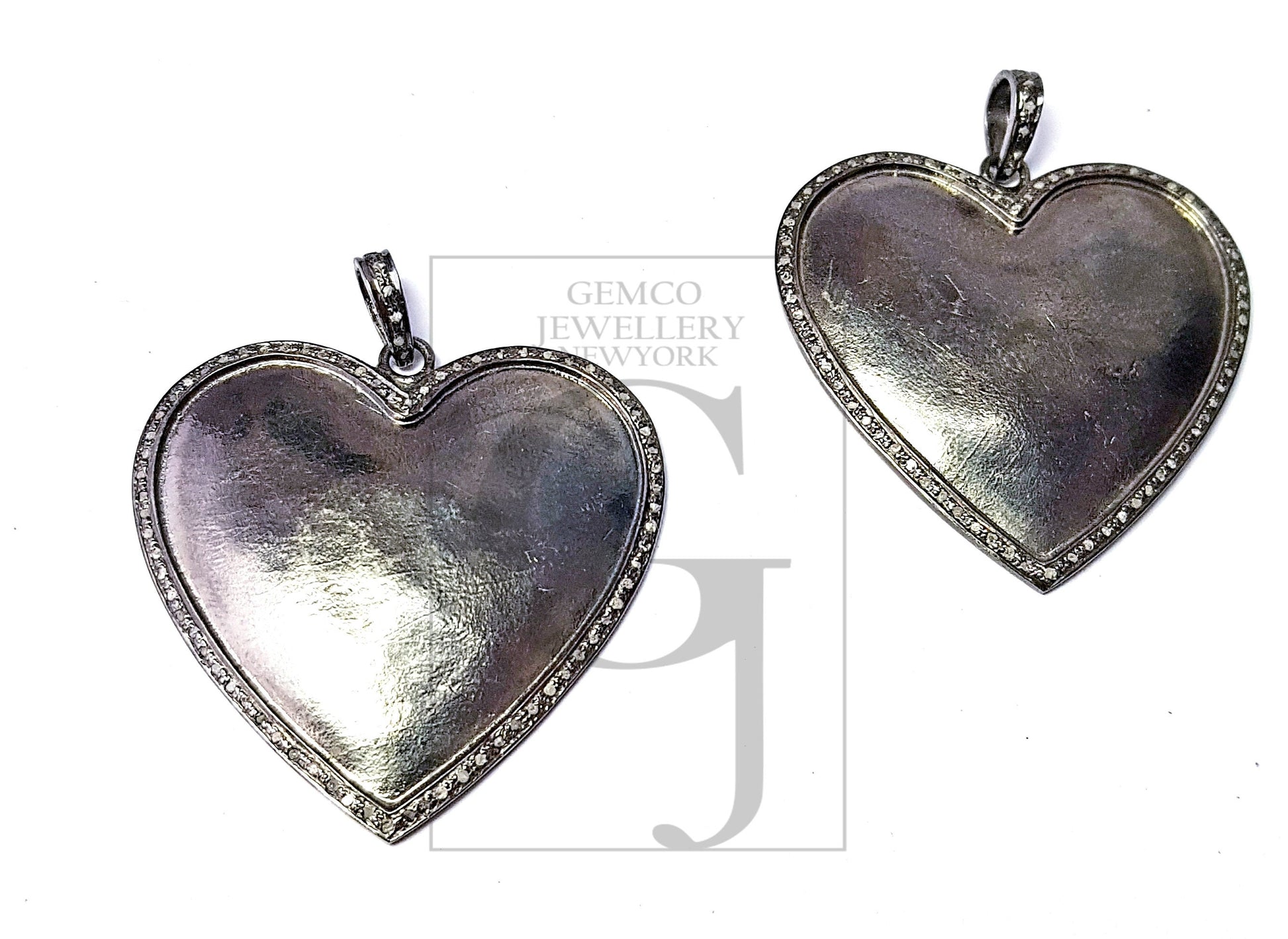 Pave diamond rosecut pendant 925 sterling silver pendant handmade diamond pendant heart design pave beautiful diamond pendant