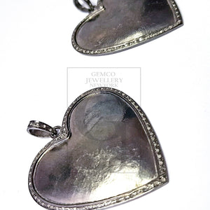 Pave diamond rosecut pendant 925 sterling silver pendant handmade diamond pendant heart design pave beautiful diamond pendant
