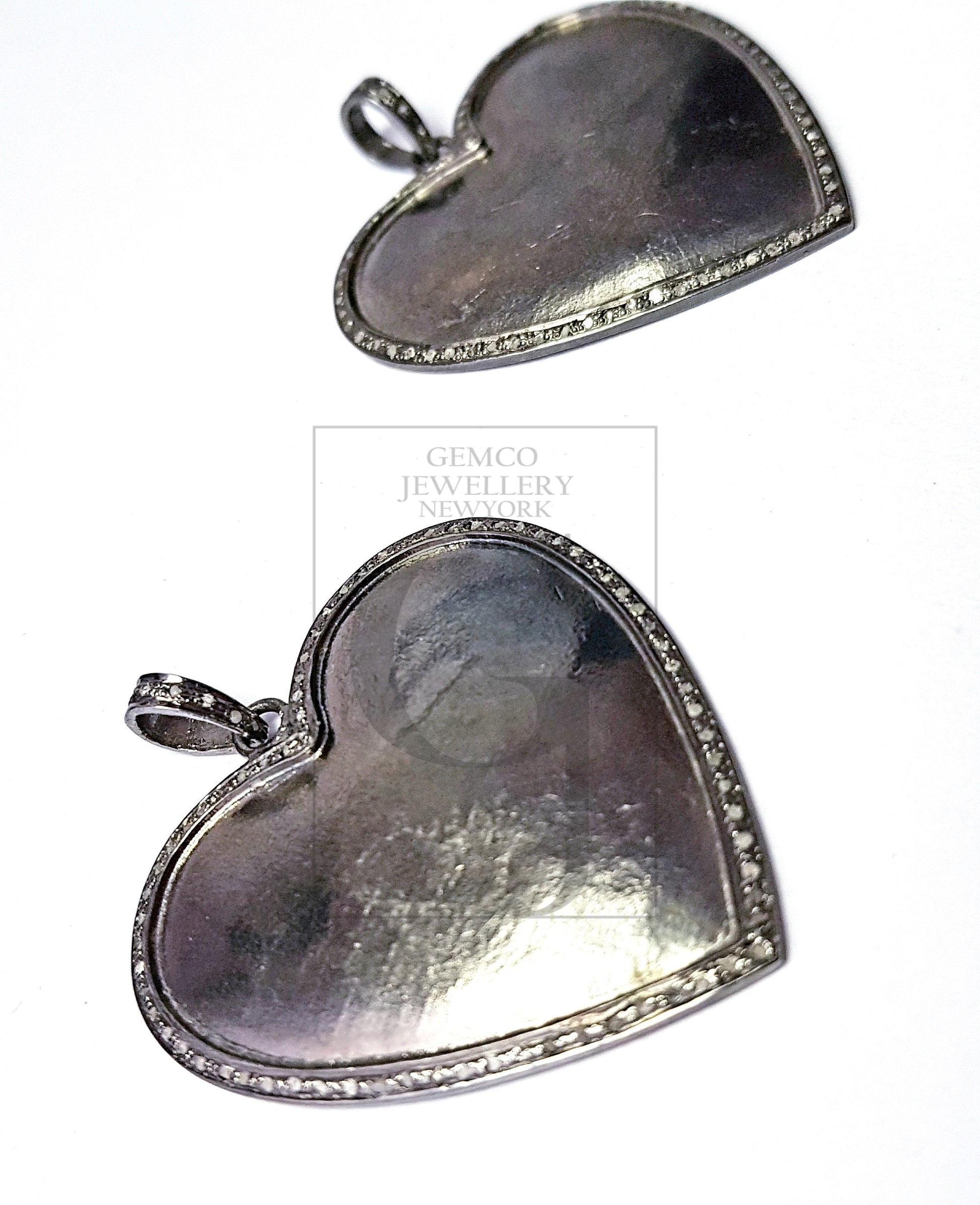 Pave diamond rosecut pendant 925 sterling silver pendant handmade diamond pendant heart design pave beautiful diamond pendant
