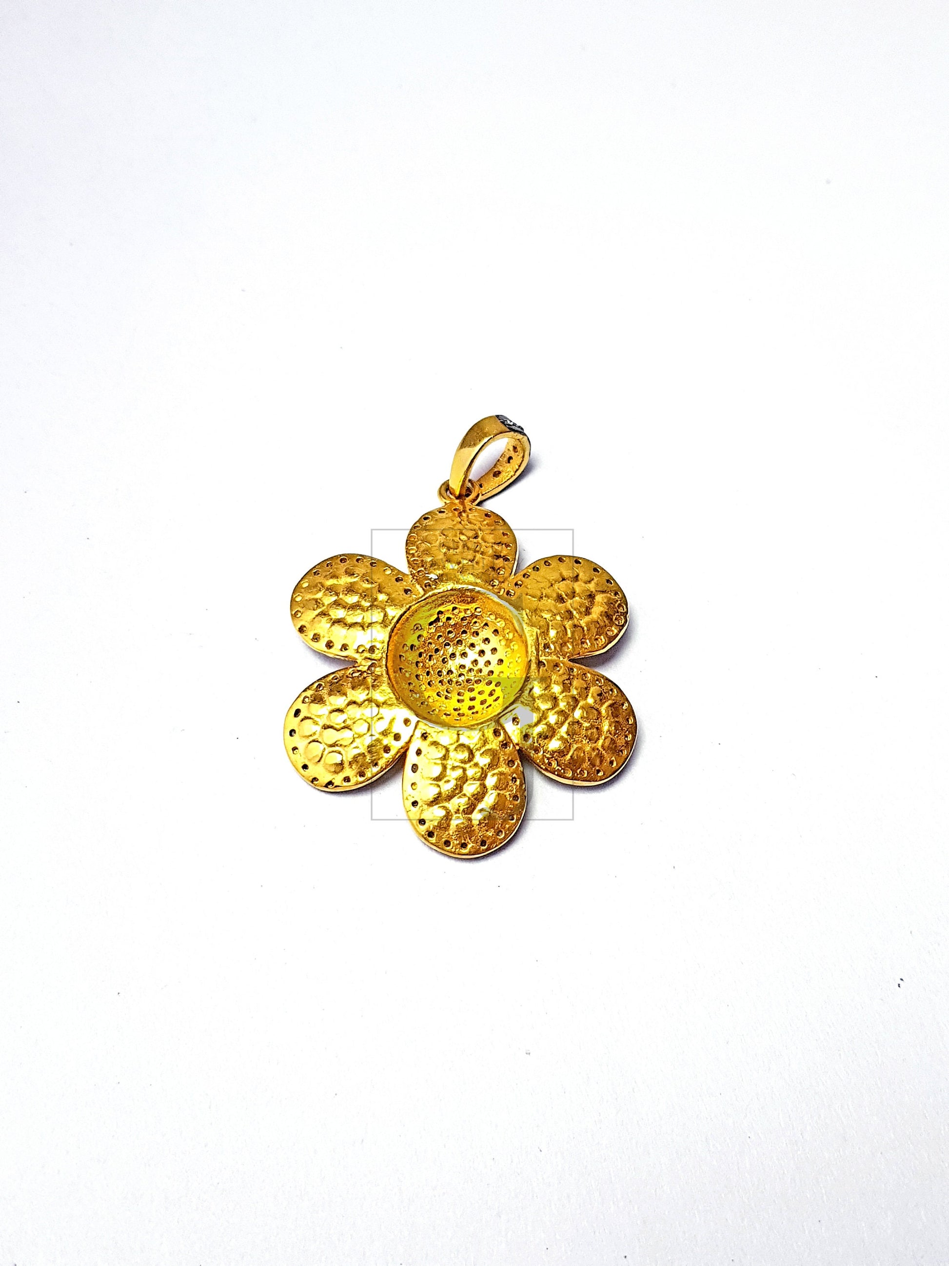 Flower Design Beautiful Pendant Pave Diamond Rose Cut Pendant 925 Sterling Silver Pendant Handmade Diamond Pendant Charm