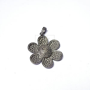Flower Design Beautiful Pendant Pave Diamond Rose Cut Pendant 925 Sterling Silver Pendant Handmade Diamond Pendant Charm