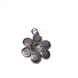 Flower Design Beautiful Pendant Pave Diamond Rose Cut Pendant 925 Sterling Silver Pendant Handmade Diamond Pendant Charm
