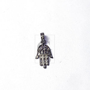 Beautiful Hamsa Design Charm Pendant Pave Diamond Rosecut Pendant 925 Sterling Silver Pendant Handmade Diamond Charm Pendant, Hamsa Pendent