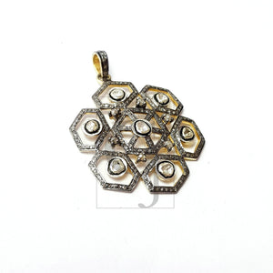 Beautiful Flower Designer Rosecut Pave Diamond Pendant 925 Sterling Silver Handmade Finish Flat Diamond Pendant Jewelry