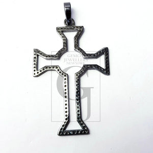 Latest cross design Rosecut pave diamond pendant 925 sterling silver handmade finish beautiful diamond pendant jewelry