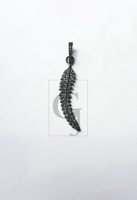 Latest leaf designerRosecut pave diamond pendant 925 sterling silver handmade finish beautiful diamond jewelry pendant