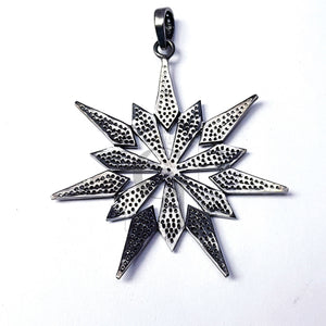 Pave diamond rosecut pendant 925 sterling silver finish handmade diamond pendant very beautiful starburst design pavediamond charm pendant