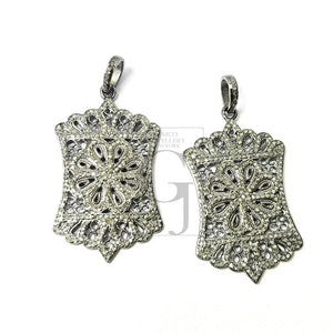 Very unique designer Rosecut pave diamond pendant 925 sterling silver handmade finish diamond jewelry pendant