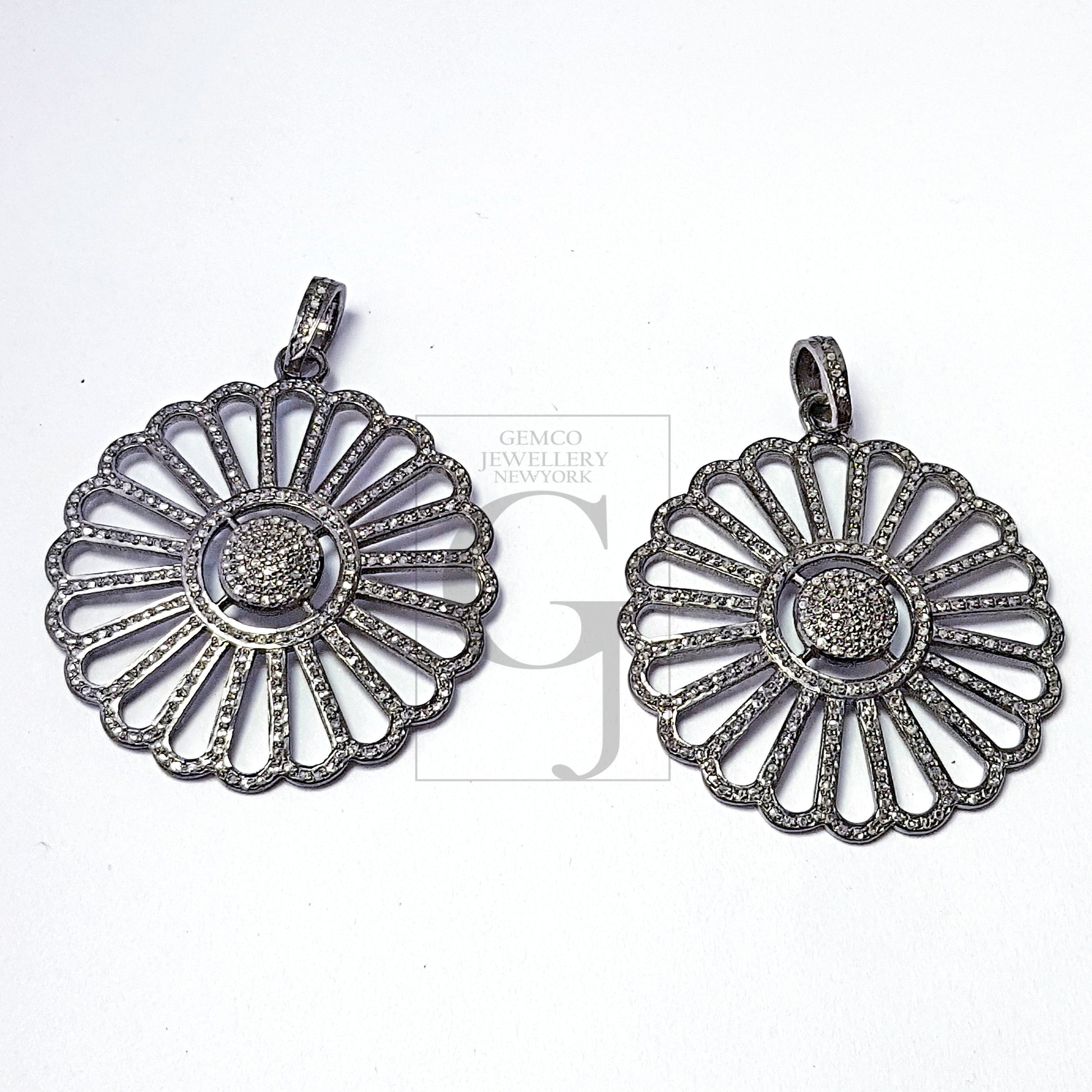 Pave diamond rosecut pendant 925 sterling silver pendant handmade diamond pendant sun flower new design pave diamond pendant