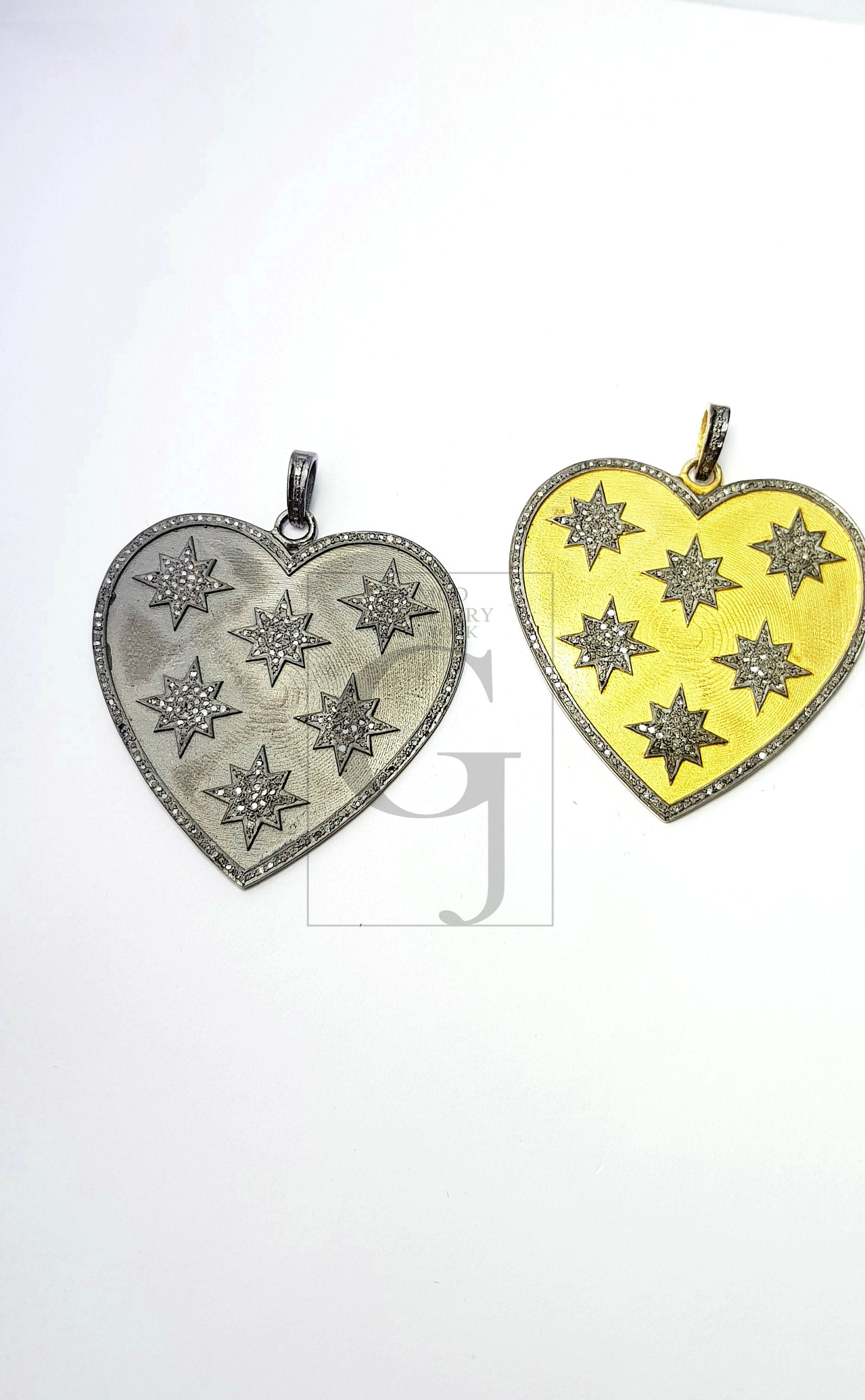 Heart shaped very beautiful designed Rocecut pave diamond pendant 925 sterling silver handmade finish diamond jewelry
