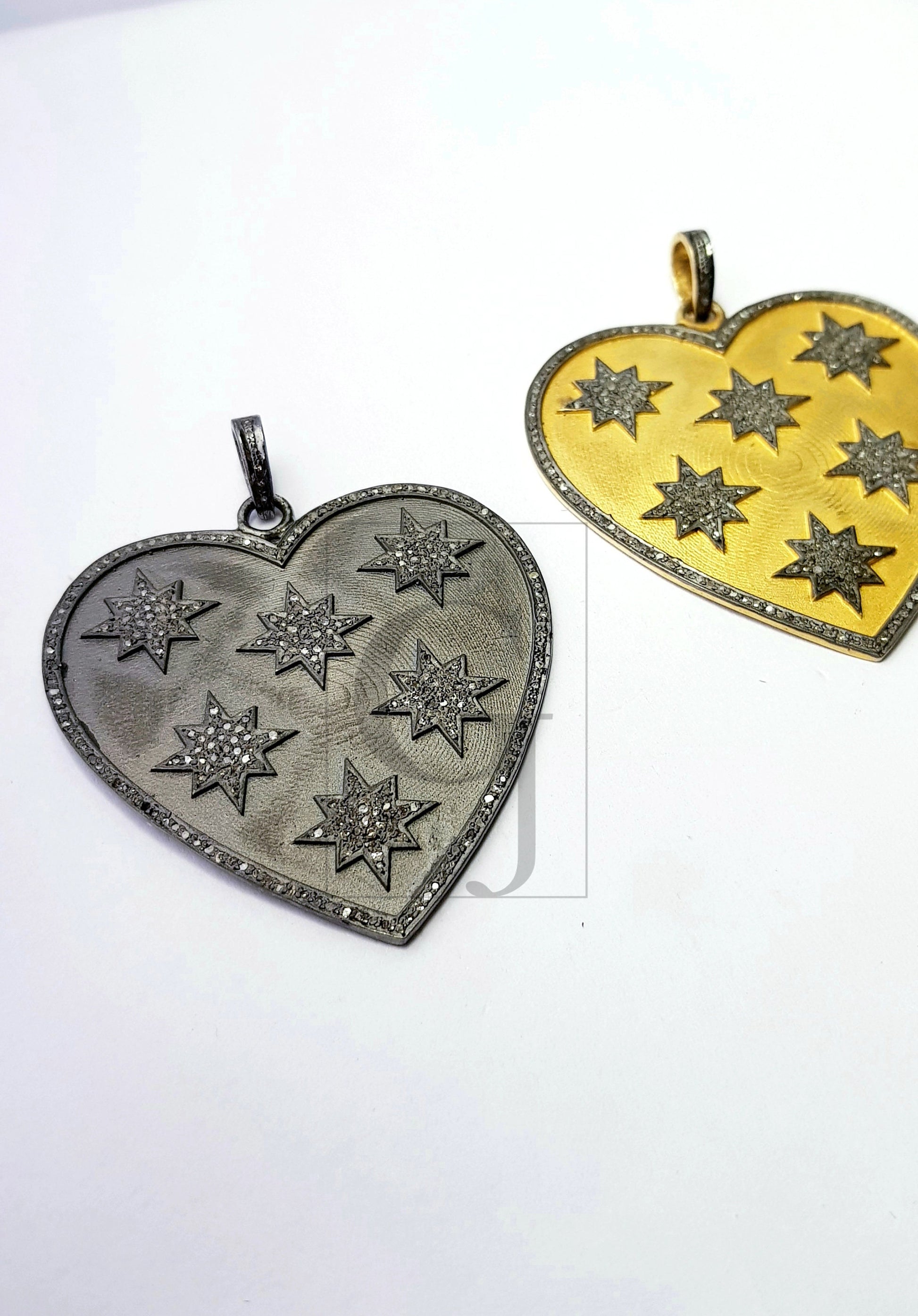 Heart shaped very beautiful designed Rocecut pave diamond pendant 925 sterling silver handmade finish diamond jewelry