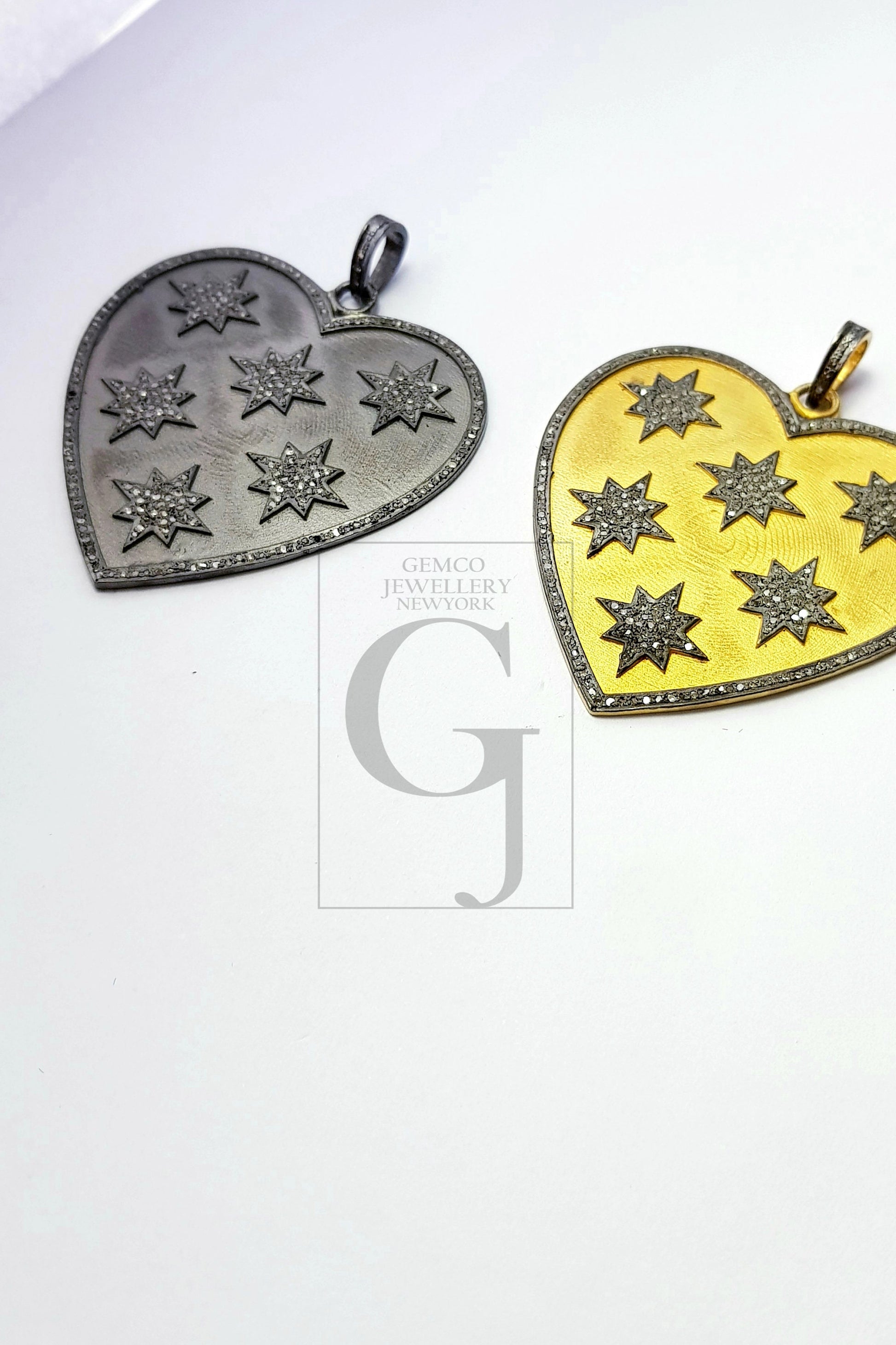 Heart shaped very beautiful designed Rocecut pave diamond pendant 925 sterling silver handmade finish diamond jewelry