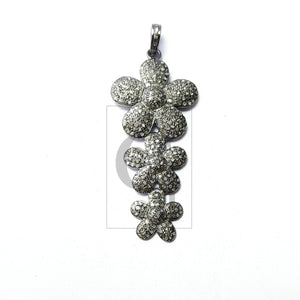 Beautiful Flower Rosecut Pave Diamond Pendant 925 Sterling Silver Handmade Finish Diamond Jewelry Pendant