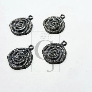Unique design Rosecut pave diamond pendant 925 sterling silver handmade finish diamond jewelry charm pendant