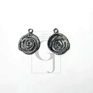 Unique design Rosecut pave diamond pendant 925 sterling silver handmade finish diamond jewelry charm pendant