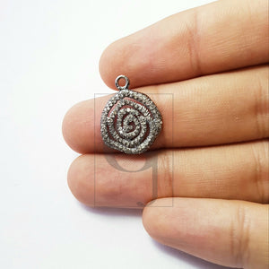 Unique design Rosecut pave diamond pendant 925 sterling silver handmade finish diamond jewelry charm pendant