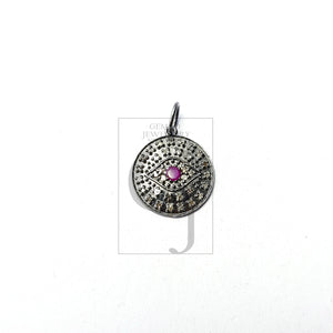 Evil eyes Rosecut pave diamond Ruy  pendant 925 sterling silver handmade finish diamond jewelry pendant