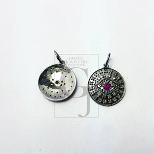 Evil eyes Rosecut pave diamond Ruy  pendant 925 sterling silver handmade finish diamond jewelry pendant