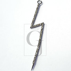 Pave etting Thunder Bolt Pave Diamond Rosecut Pendant 925 Sterling Silver Pendant Handmade Diamond Pendant