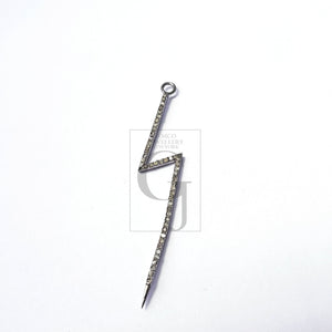 Pave etting Thunder Bolt Pave Diamond Rosecut Pendant 925 Sterling Silver Pendant Handmade Diamond Pendant