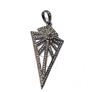 Very beautiful design arrowhead spike diamond charm Pave diamond rosecut pendant 925 sterling silver pendant handmade diamond pendant 50mm