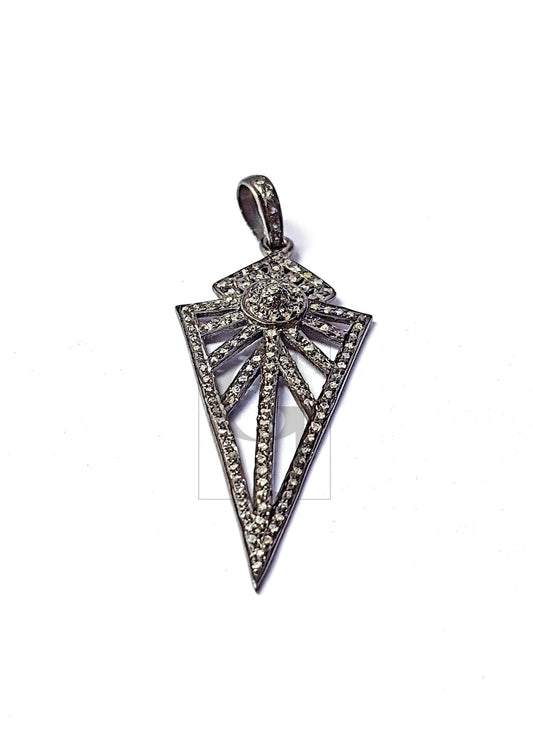 Very beautiful design arrowhead spike diamond charm Pave diamond rosecut pendant 925 sterling silver pendant handmade diamond pendant 50mm