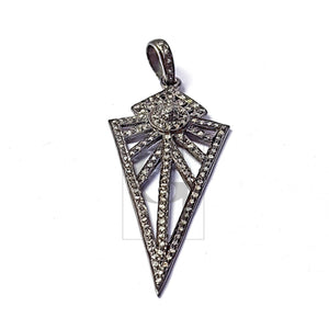 Very beautiful design arrowhead spike diamond charm Pave diamond rosecut pendant 925 sterling silver pendant handmade diamond pendant 50mm