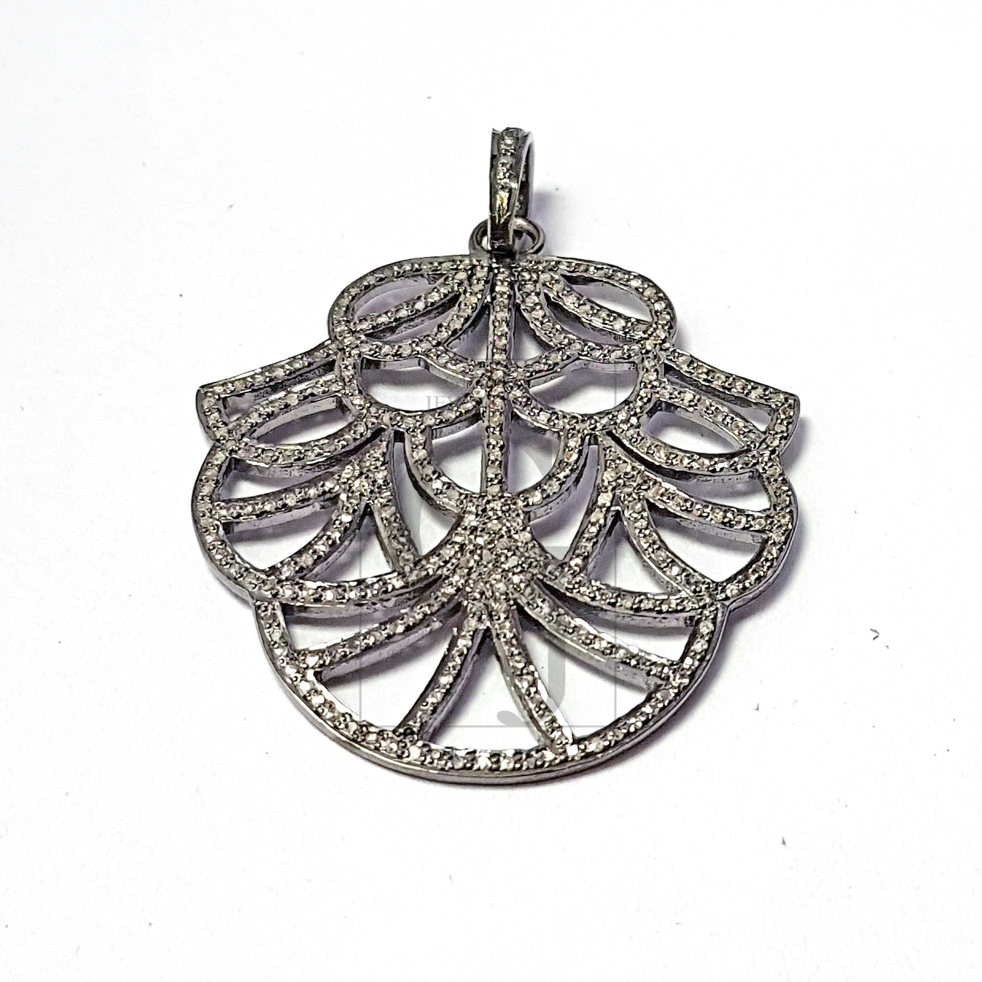 Pave diamond rosecut pendant 925 sterling silver pendant handmade diamond pendant fashionable design cutting diamond pendant