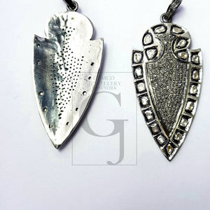 Very beautiful arrow head design Rocecut pave diamond pendant 925 sterling silver handmade finish diamond pendant Hollywood style jewelry