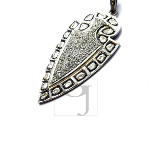 Very beautiful arrow head design Rocecut pave diamond pendant 925 sterling silver handmade finish diamond pendant Hollywood style jewelry