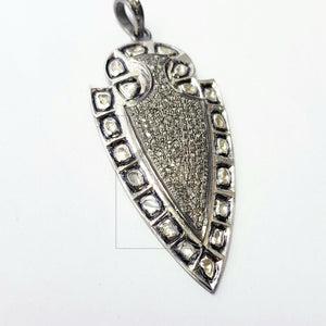 Very beautiful arrow head design Rocecut pave diamond pendant 925 sterling silver handmade finish diamond pendant Hollywood style jewelry