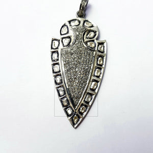 Very beautiful arrow head design Rocecut pave diamond pendant 925 sterling silver handmade finish diamond pendant Hollywood style jewelry
