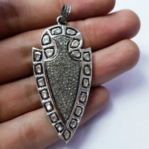 Very beautiful arrow head design Rocecut pave diamond pendant 925 sterling silver handmade finish diamond pendant Hollywood style jewelry