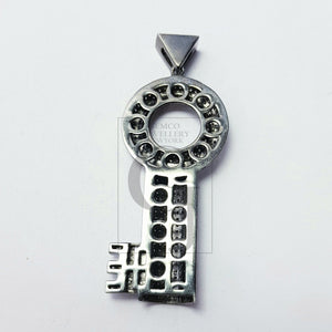 Key pendant design brilliant cut diamond pave diamond pendant 925 sterling silver handmade finish beautiful diamond jewelry pendant jewelry